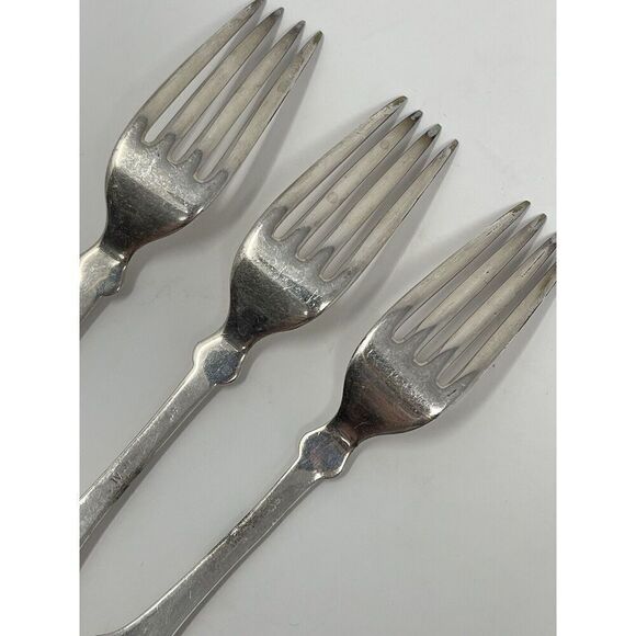Rogers International Tipped 7 1/2” Dinner Forks Engraved Silverplate Set Of 3 - Picture 6 of 7